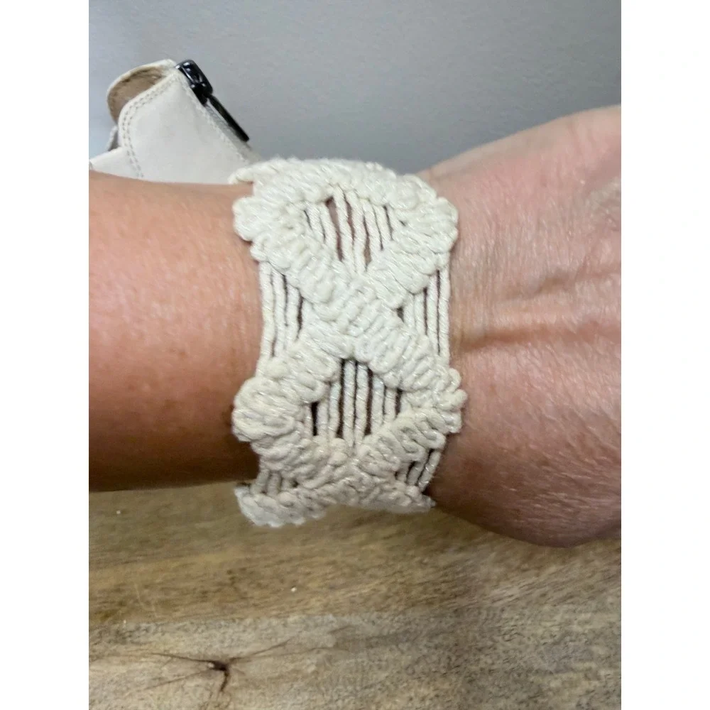 Lucky Brand Kaydyn Cream Crochet Macrame Wedge Sandals Back Zip Size 8.5